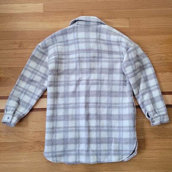 SEZANE ANNELINE PLAID WOOL JACKET SHACKET - Picture 6 of 8